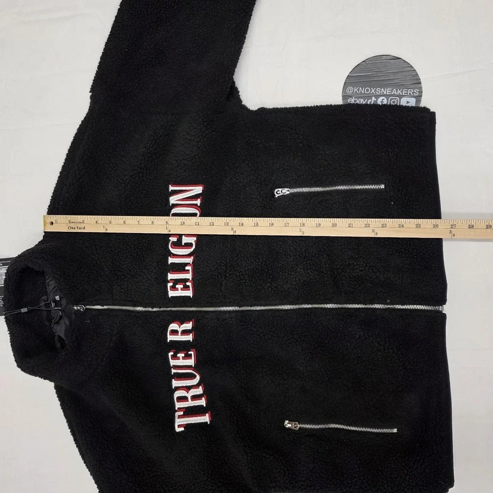 True Religion TR Logo Sherpa Jacket Eclipse Jet Black Men's Size XLarge